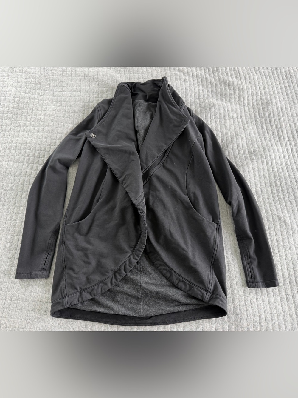 lululemon athletica Black Draped Open-Front Sweatshirt Jacket
